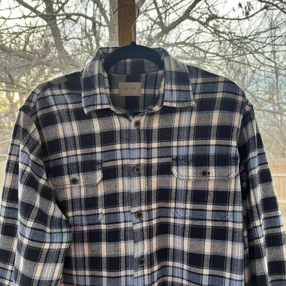Jachs Men's Blue Plaid Flannel Long Sleeve Button Down Shirt Size L - Picture 3 of 9